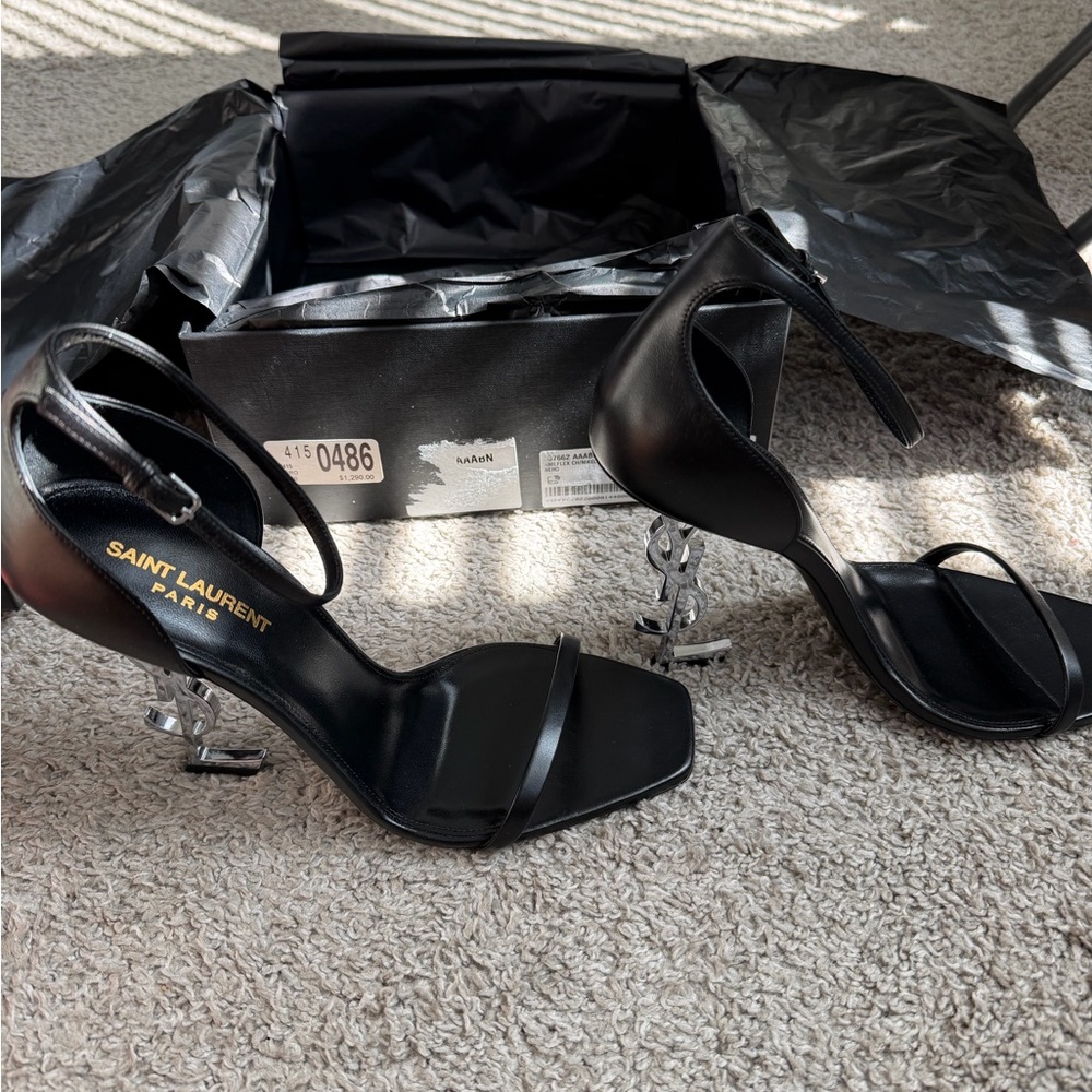 YSL Opyum Black Strappy Heels - Picture 2 of 8